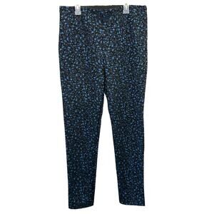 Ann Taylor Printed Ankle Pants Blue Black Abstract Slim Work Career Medium